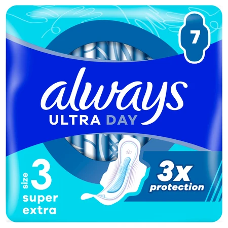 Always Ultra Day, maandverband met vleugels, Super Extra, 7 stuks