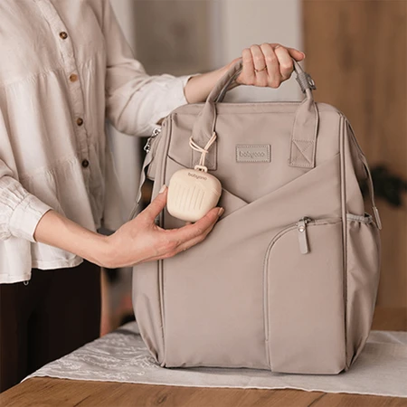BabyOno, porte-sucette en silicone, beige