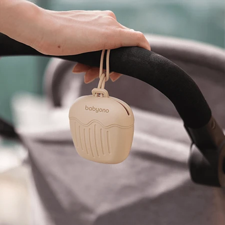 BabyOno, porte-sucette en silicone, beige