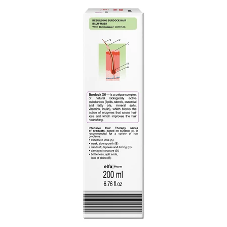 Elfa Pharm Intensive Hair Therapy, burdock balm-mask against hair loss, 200 ml