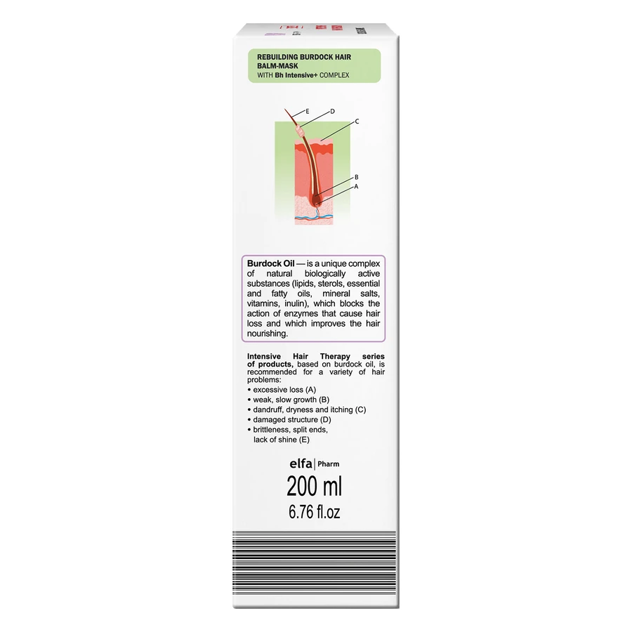 Elfa Pharm Intensive Hair Therapy, burdock balm-mask against hair loss, 200 ml