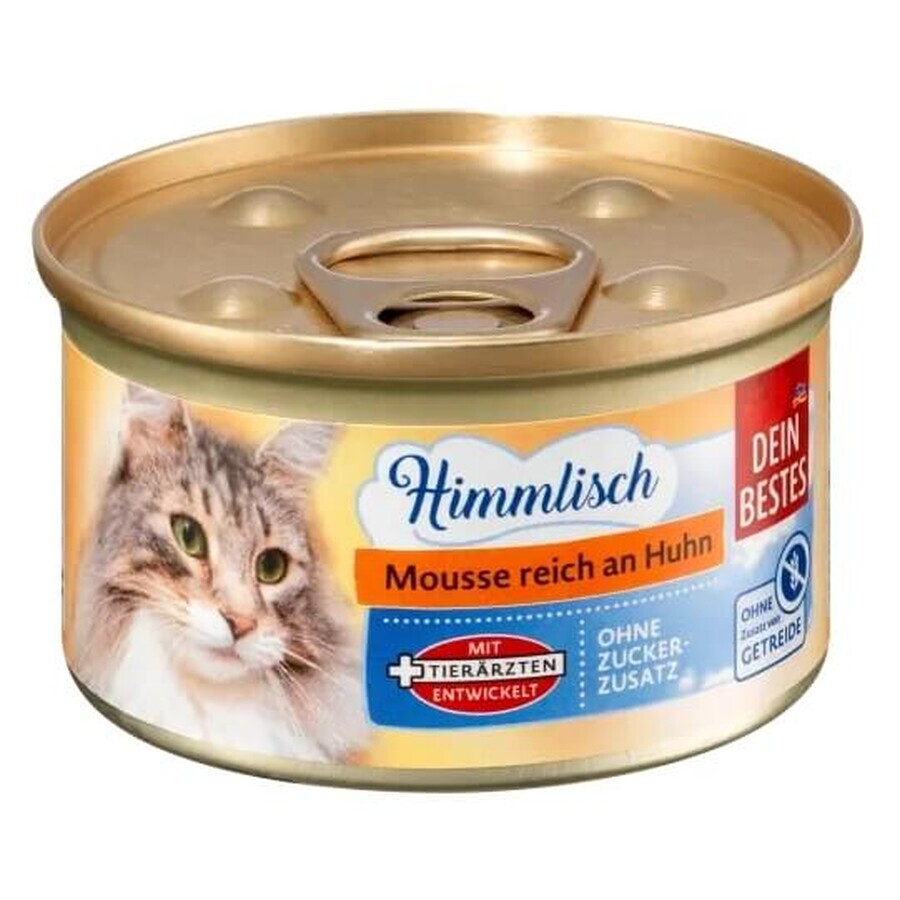 Dein Bestes, Natvoer voor katten, mousse met kip, 85 g