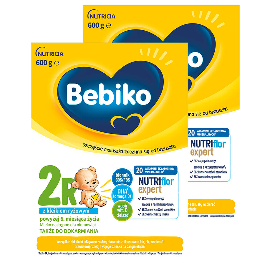 Set Bebiko 2R Nutriflor Expert, opvolgmelk met rijstpap, vanaf 6 maanden, 2 x 600 g