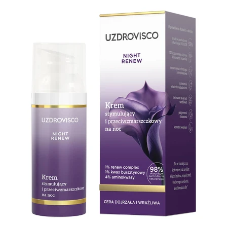 Uzdrovisco Night Renew, crema de noche estimulante y antiarrugas, 50 ml