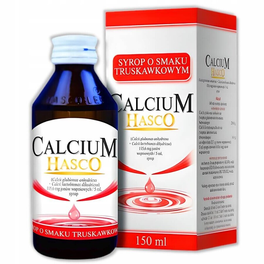 Calcium Hasco 115.6 mg/5 ml, syrup, strawberry flavor, from 6 years, 150 ml