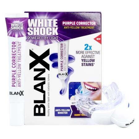 BlanX White Shock Purple Corrector, teeth yellowing whitening system, serum, 20 ml + Led Bite cap