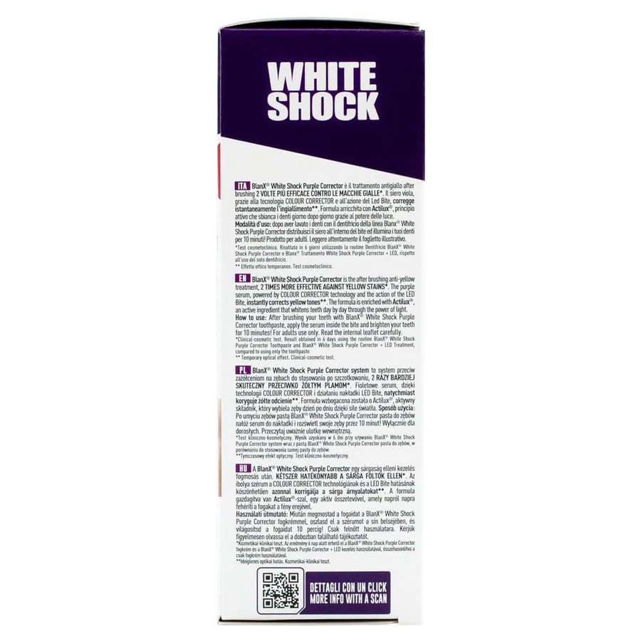 BlanX White Shock Purple Corrector, teeth yellowing whitening system, serum, 20 ml + Led Bite cap