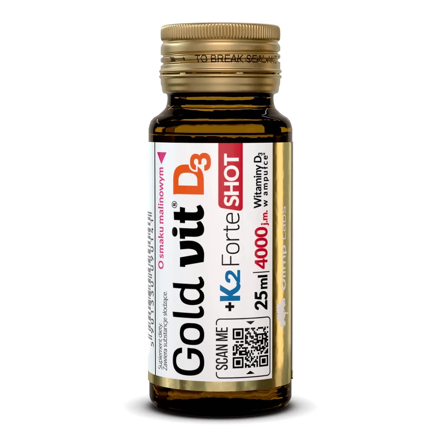 Olimp Gold-Vit D3 + K2 Forte Shot, Glasampulle, Himbeergeschmack, 25 ml