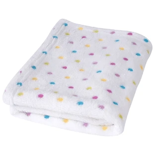 BabyMatex, Milly couverture en microfibre, 75 cm x 100 cm, blanc avec des points colorés