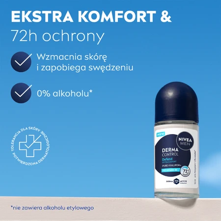 Nivea Men Derma Control Defend, antiperspirant, roll-on, 50 ml