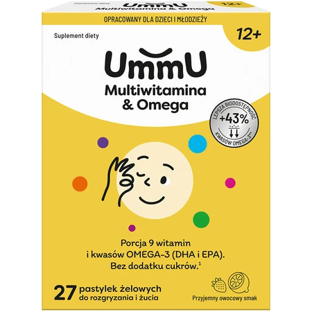 UmmU Multivitamin&Omega, für Kinder ab 12 Jahren, 27 Kau-Lutschtabletten