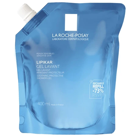 La Roche-Posay Lipikar set, zachte reinigingsgel voor gezicht en lichaam, gevoelige huid, 400 ml + reserve, 400 ml