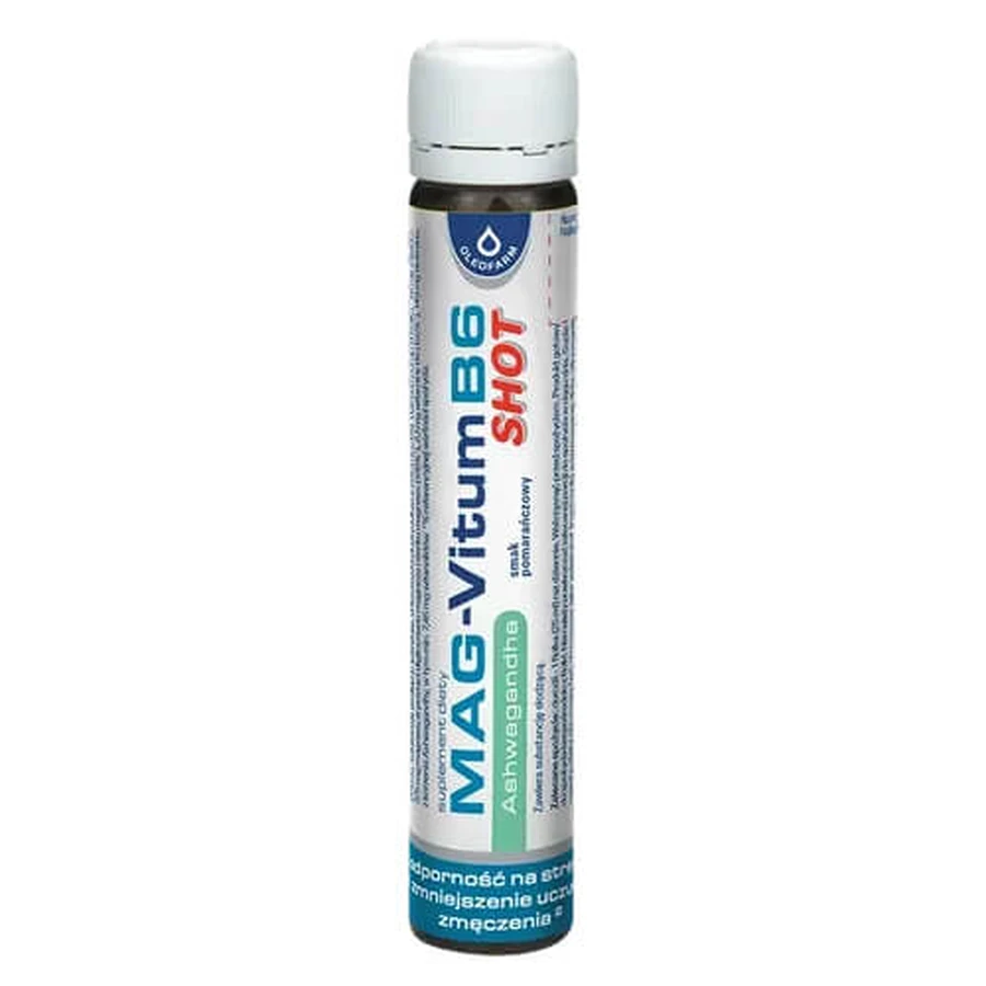Oleofarm Mag-Vitum B6 Ashwagandha, shot, orange flavor, 25 ml x 20 vials