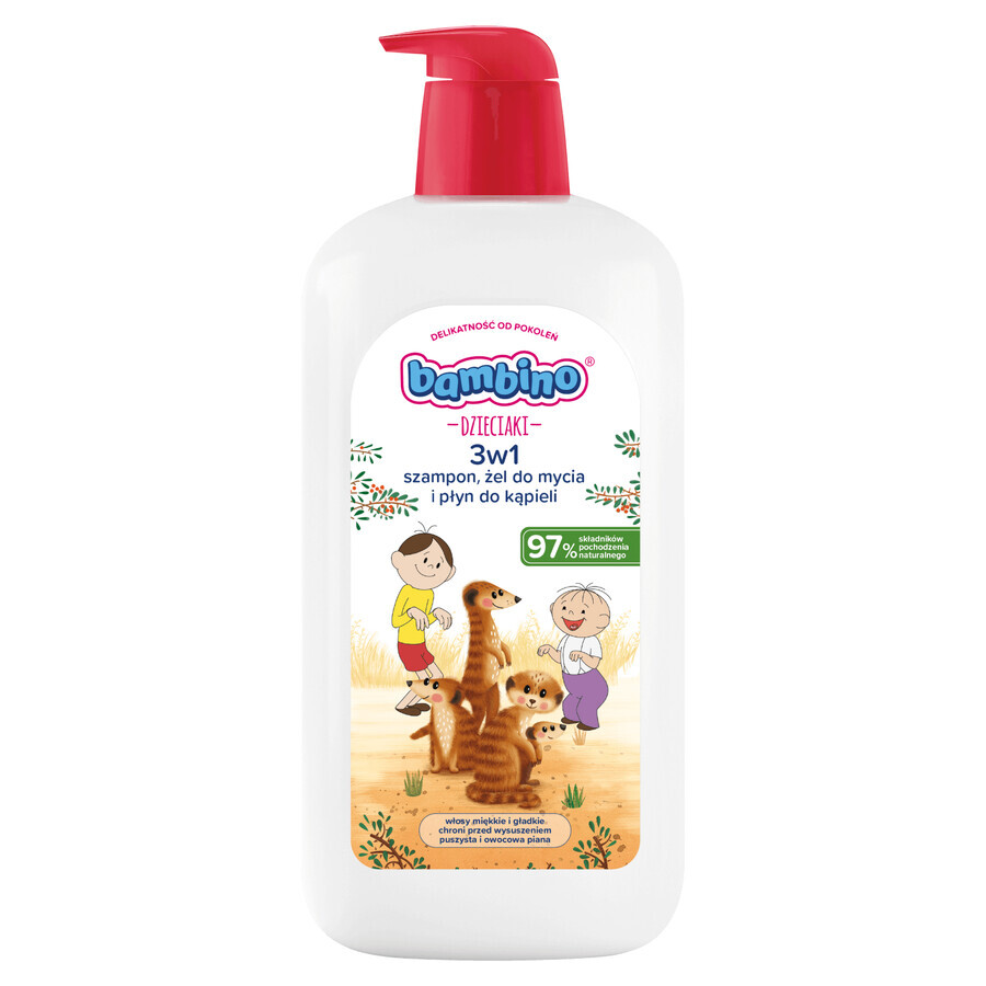 Bambino Kids, gel de spălare pentru corp și păr 2 în 1, surykats, de la 1 an, 1 l