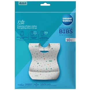 Canpol Babies, waterdichte wegwerp slabbetjes met zakje, 10 stuks