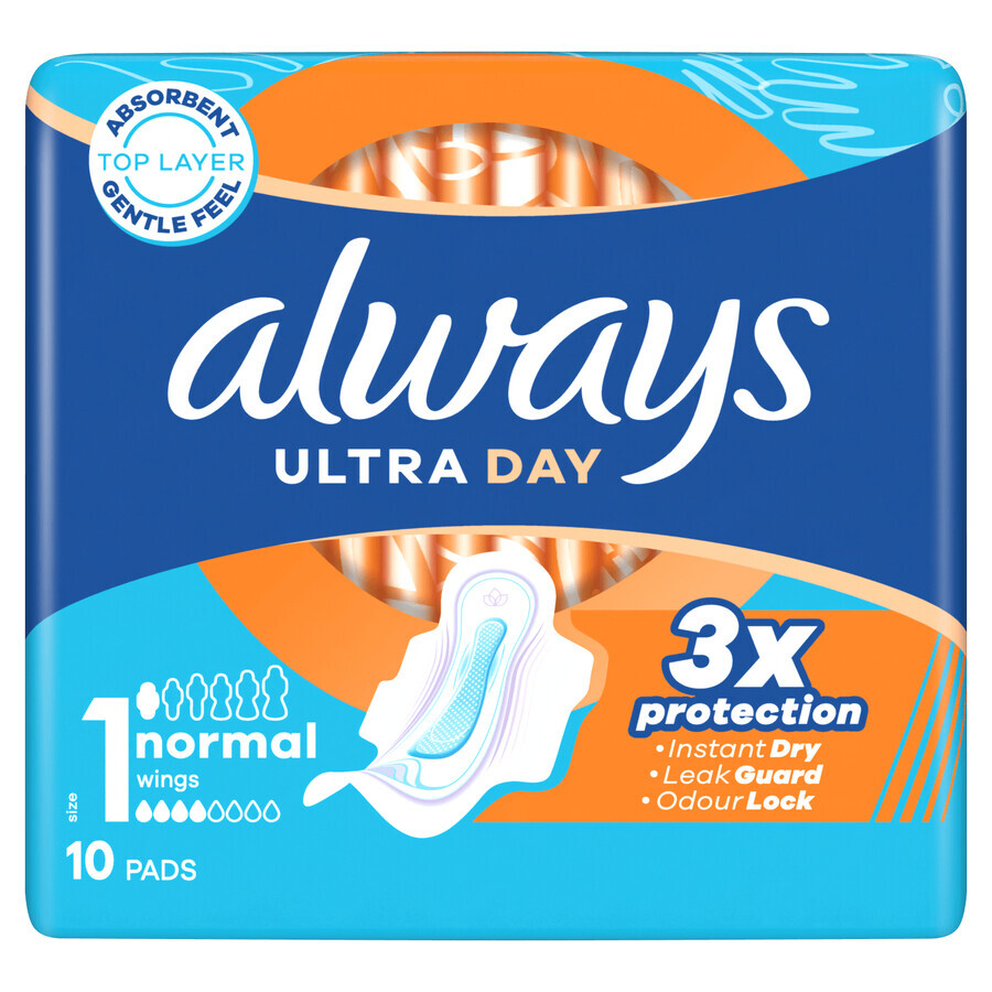 Always Ultra Day, sanitary napkins with wings, Normal, 10 pieces