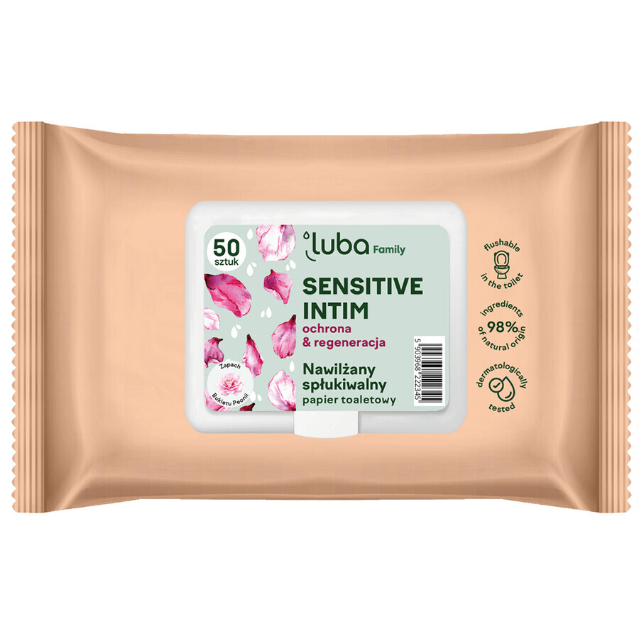 Luba Eco Family, papel higiénico humedecido, sensible intim, 50 piezas