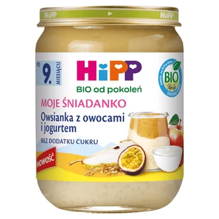 HiPP Moje Śniadanko Bio, flocons d'avoine aux fruits et au yaourt, après 9 mois, 160 g