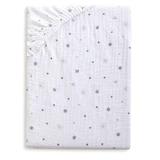 BabyMatex, muslin sheet with elastic band 60 cm x 120 cm, Muslin Design, white with stars