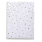 BabyMatex, sábana de muselina con banda elástica 60 cm x 120 cm, Muselina de diseño, blanca con estrellas