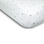 BabyMatex, lenzuolo in mussola con elastico 60 cm x 120 cm, Muslin Design, bianco con stelle