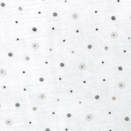 BabyMatex, sábana de muselina con banda elástica 60 cm x 120 cm, Muselina de diseño, blanca con estrellas