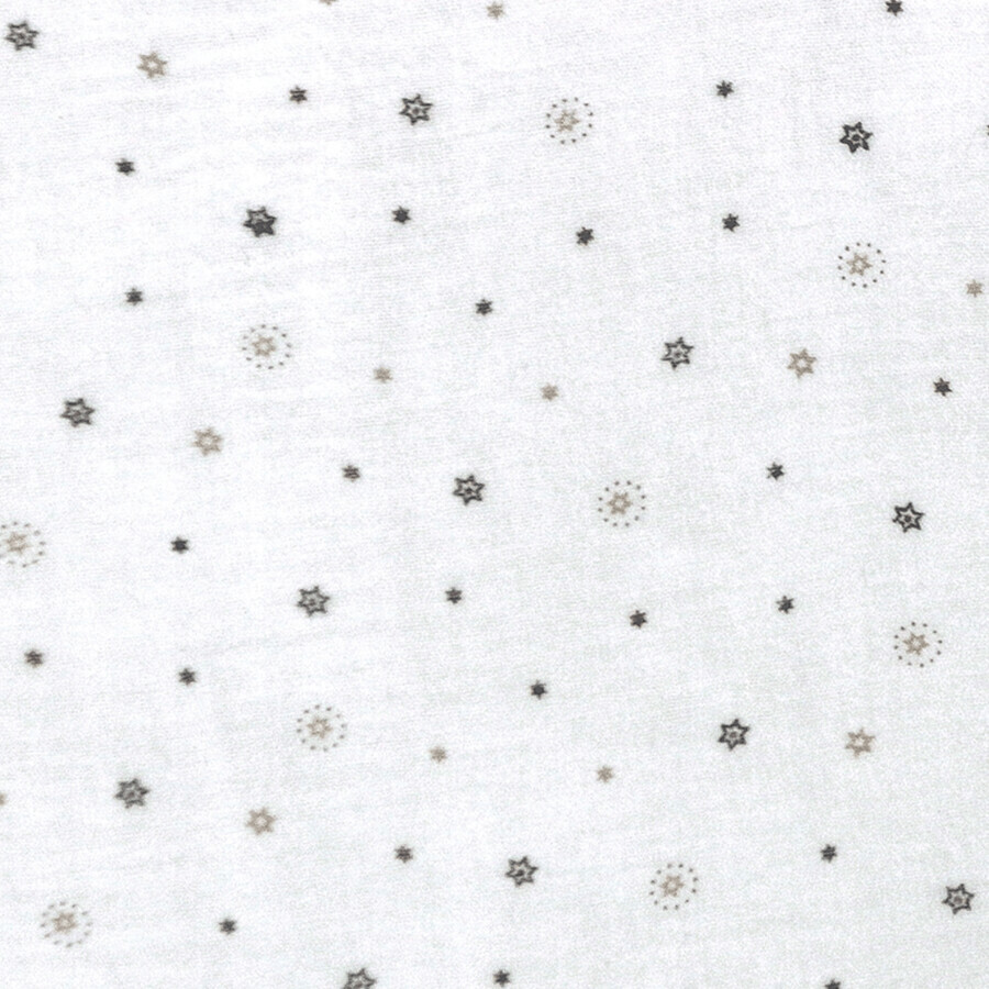 BabyMatex, lenzuolo in mussola con elastico 60 cm x 120 cm, Muslin Design, bianco con stelle