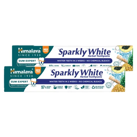 Set Himalaya Sparkly White, pastă de dinți pe bază de plante, albire, 2 x 75 ml