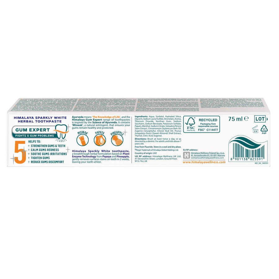 Set Himalaya Sparkly White, pastă de dinți pe bază de plante, albire, 2 x 75 ml