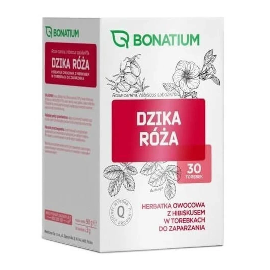 Bonatium Wildrosen-Früchtetee mit Hibiskus, 30 Portionsbeutel