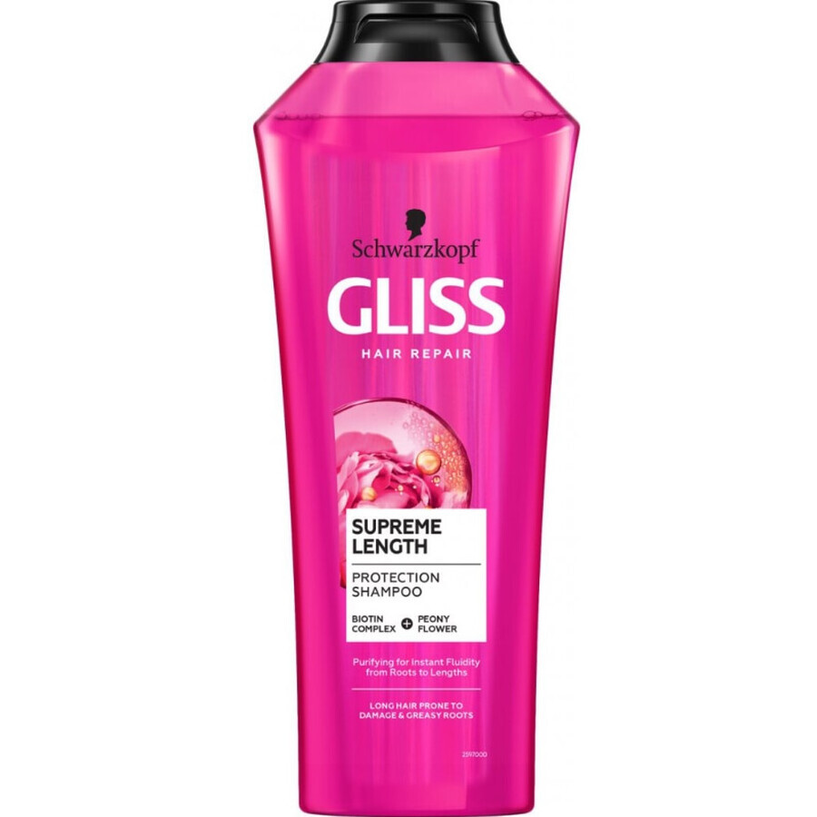 Schwarzkopf Gliss Supreme Length, Shampoo for long and vulnerable hair, 400 ml