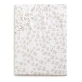 BabyMatex, muslin sheet with elastic band 60 cm x 120 cm, Muslin Design, white with roses