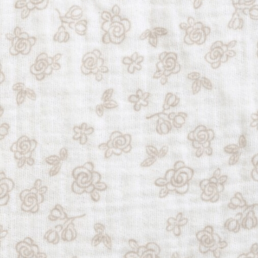 BabyMatex, cearșaf muselină cu bandă elastică 60 cm x 120 cm, Muslin Design, alb cu trandafiri