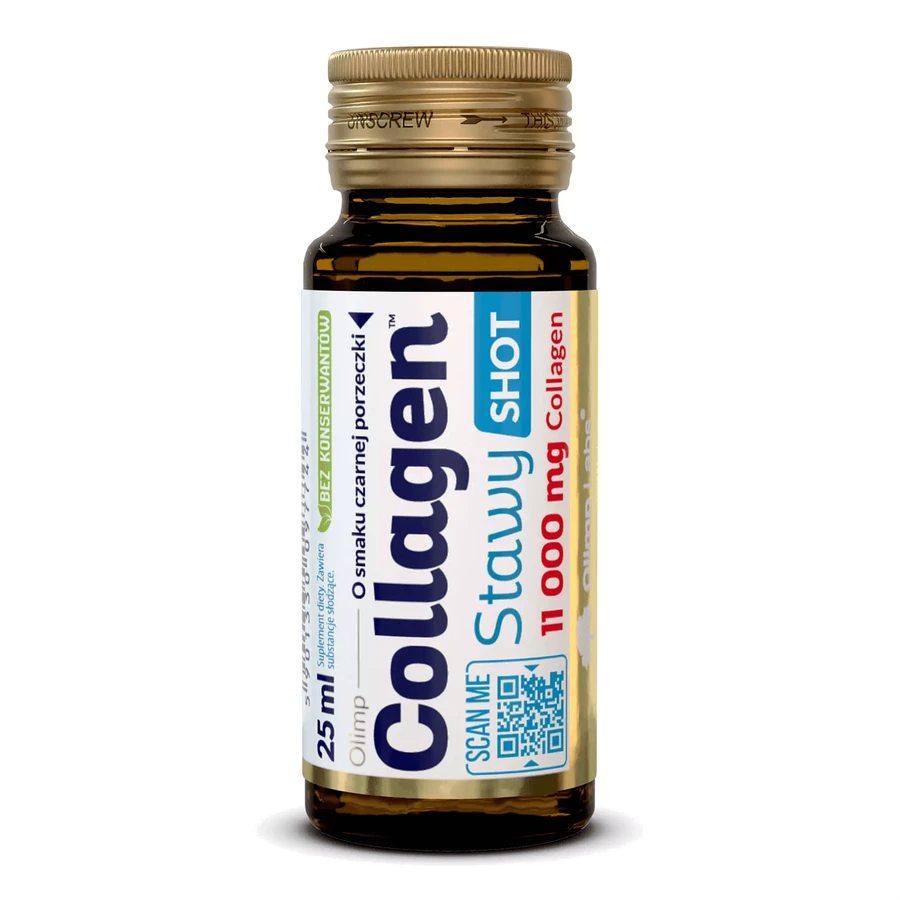 Olimp Collagen Stawy Shot, glazen ampul, zwarte bessensmaak, 25 ml