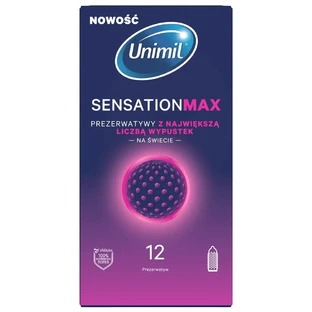 Unimil Sensation Max, Latex condooms met bies, 12 stuks