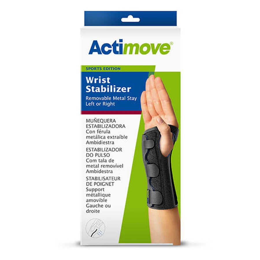 Actimove Sports Edition, orthèse de stabilisation du poignet gauche ou droit, avec attelle, noir, taille M