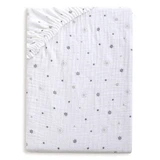 BabyMatex, muslin sheet with elastic band 60 cm x 120 cm, Muslin Design, white with cars