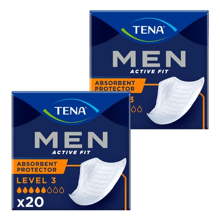 Set Tena Men Active Fit, anatomische Einlagen für Männer, Stufe 3, 2 x 20 Stück