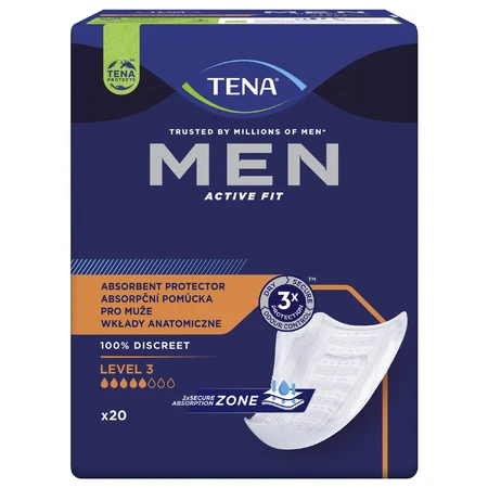 Set Tena Men Active Fit, anatomische Einlagen für Männer, Stufe 3, 2 x 20 Stück