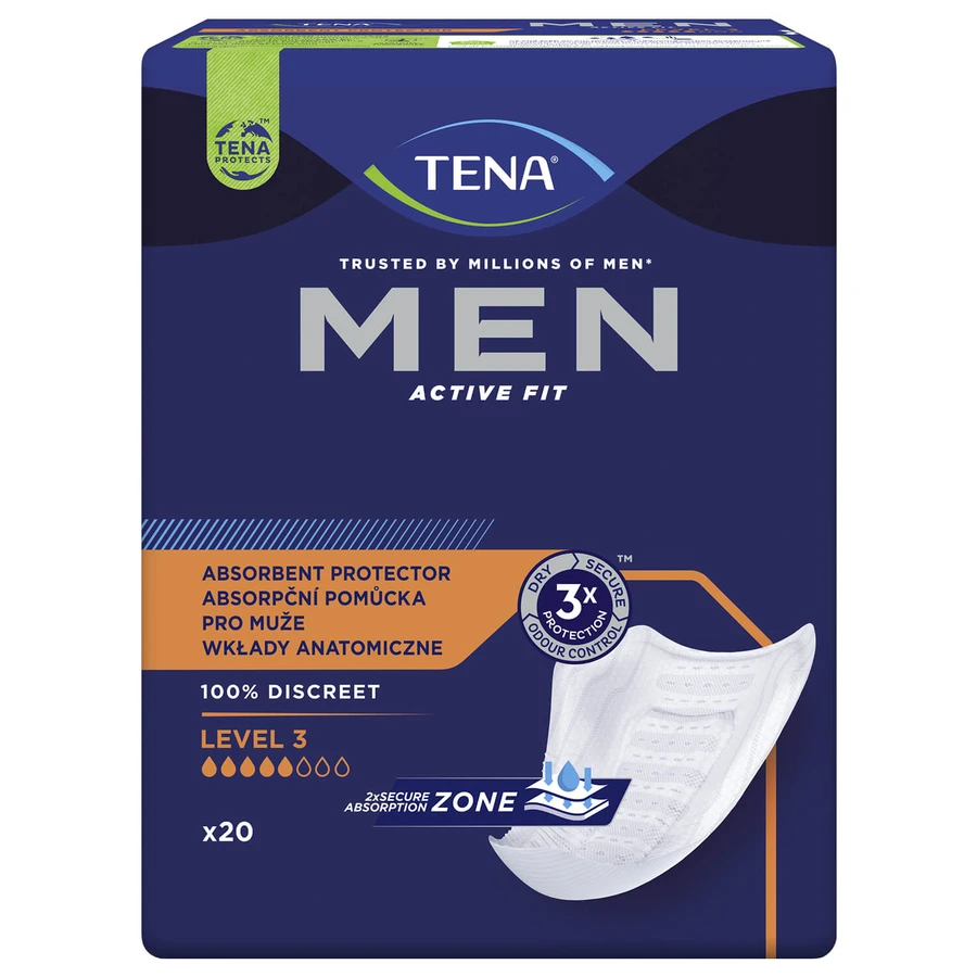 Set Tena Men Active Fit, anatomische Einlagen für Männer, Stufe 3, 2 x 20 Stück