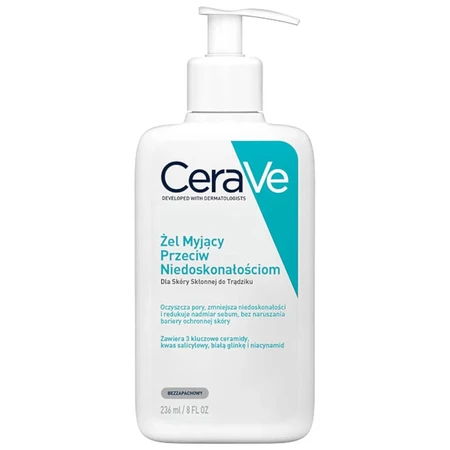 Set CeraVe, gel de spălare împotriva imperfecțiunilor, 236 ml + cremă de față hidratantă cu ceramide, SPF 50, 52 ml
