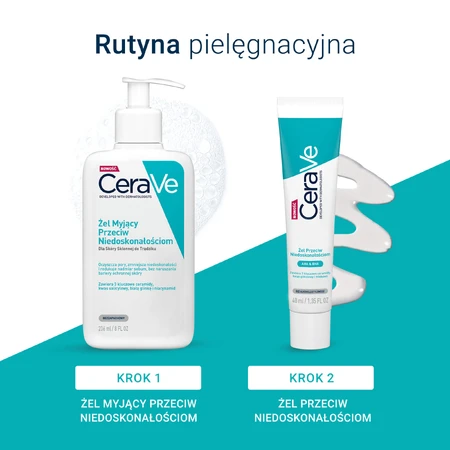 Set CeraVe, gel de spălare împotriva imperfecțiunilor, 236 ml + cremă de față hidratantă cu ceramide, SPF 50, 52 ml
