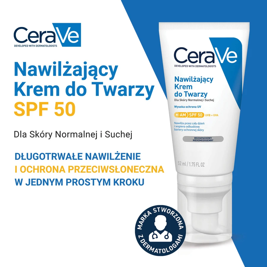 Set CeraVe, gel de spălare împotriva imperfecțiunilor, 236 ml + cremă de față hidratantă cu ceramide, SPF 50, 52 ml