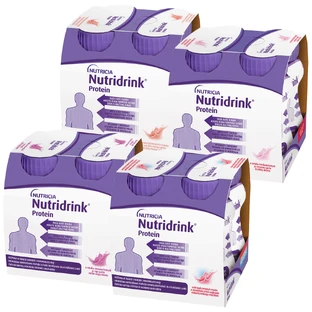 Nutridrink Protein kit, preparado nutricional, melocotón-mango, 4 x 125 ml + sabor fresa, 4 x 125 ml + sabor frutas del bosque, 4 x 125 ml + sabor frutos rojos, 4 x 125 ml