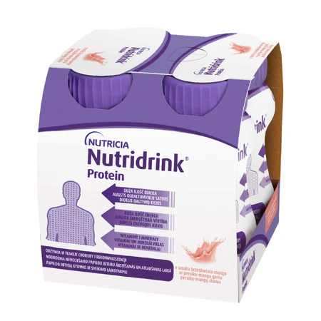 Nutridrink Protein kit, preparado nutricional, melocotón-mango, 4 x 125 ml + sabor fresa, 4 x 125 ml + sabor frutas del bosque, 4 x 125 ml + sabor frutos rojos, 4 x 125 ml