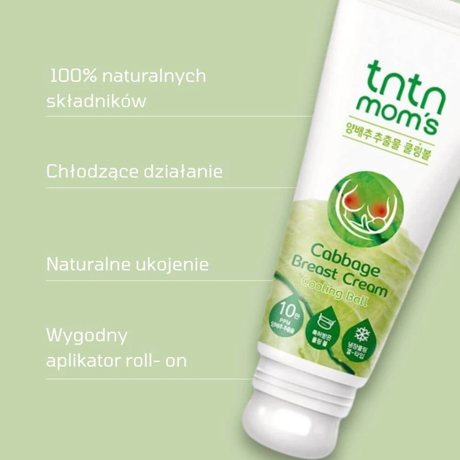 Tntn mom's, verkoelende borstcrème met koolsap, roll-on, 100 ml