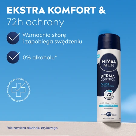 Nivea Men Derma Control Defend, antitranspirante, spray, 150 ml