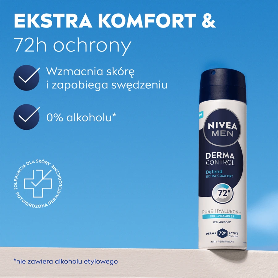 Nivea Men Derma Control Defend, antitranspirante, spray, 150 ml