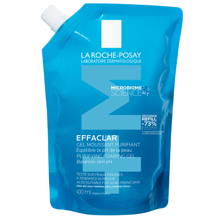 La Roche-Posay Effaclar kit, gel nettoyant pour peaux grasses et sensibles, 400 ml + réserve, 400 ml