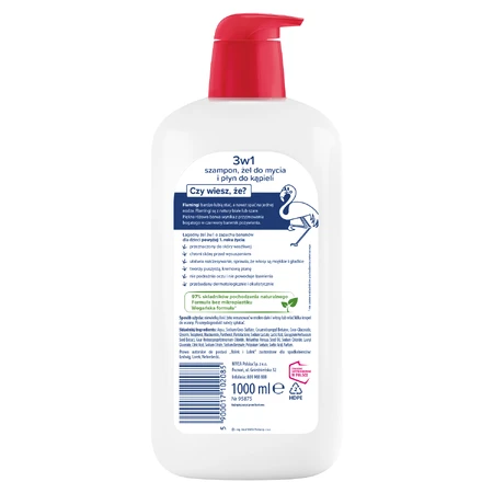 Bambino Kids, 2-in-1 body and hair wash gel, flamingo, from 1 year, 1 l